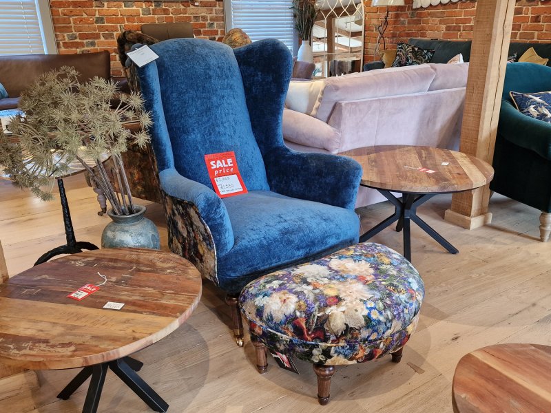 Spink & Edgar Wing Chair + Footstool